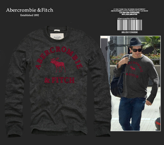 Abercrombie Fitch Hombres De Cuello Redondo Con Gente Fotos Largo Remera AF6023